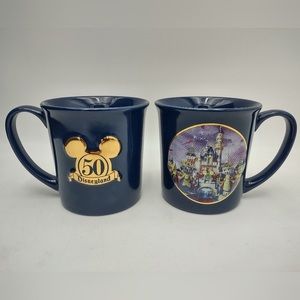 Vintage Dark Blue Disney 2pc Mug Set